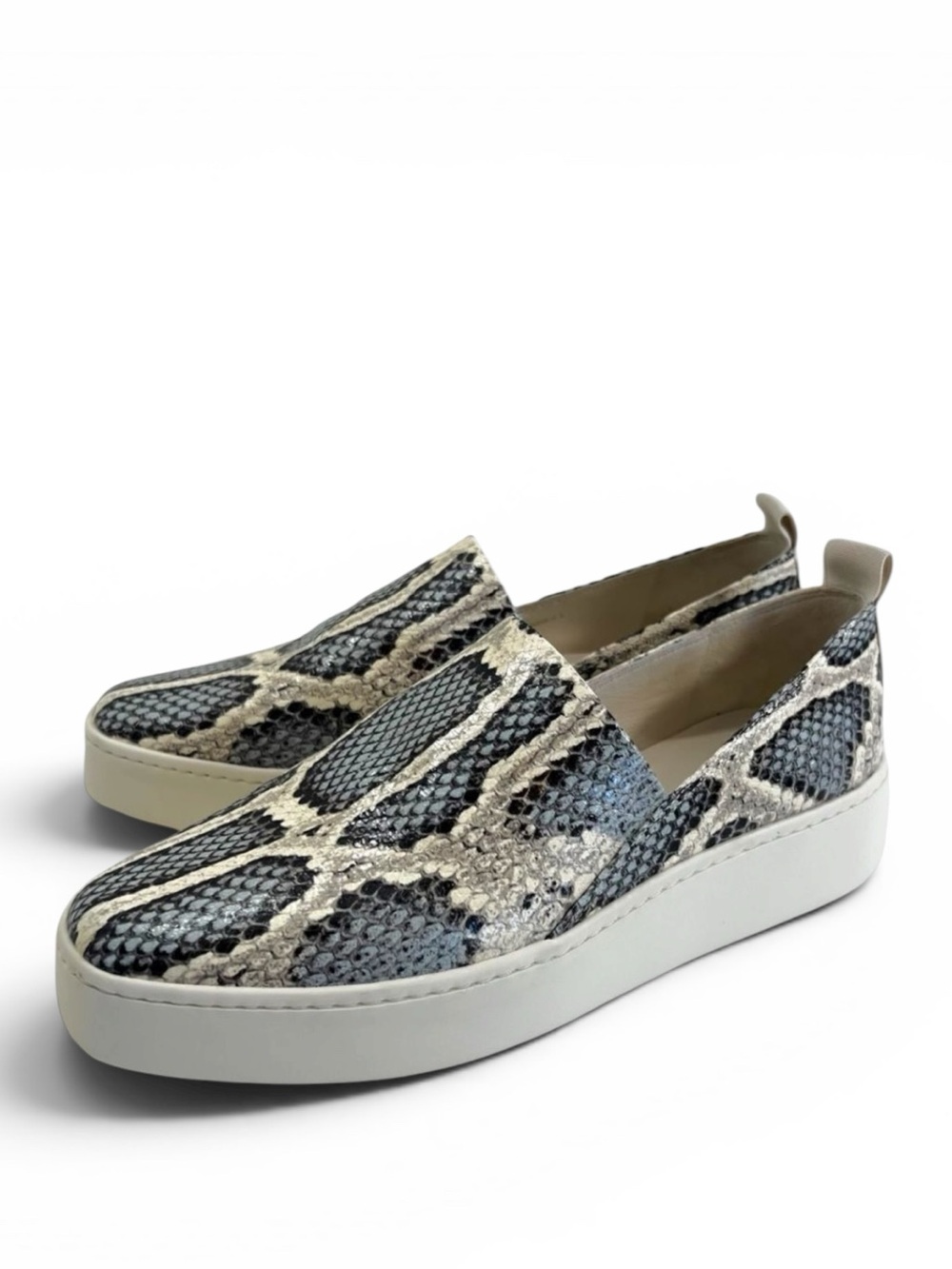 Vince Saxon 2 Mottled Cloud Snake Print Leather Slip-On Platform Sneaker